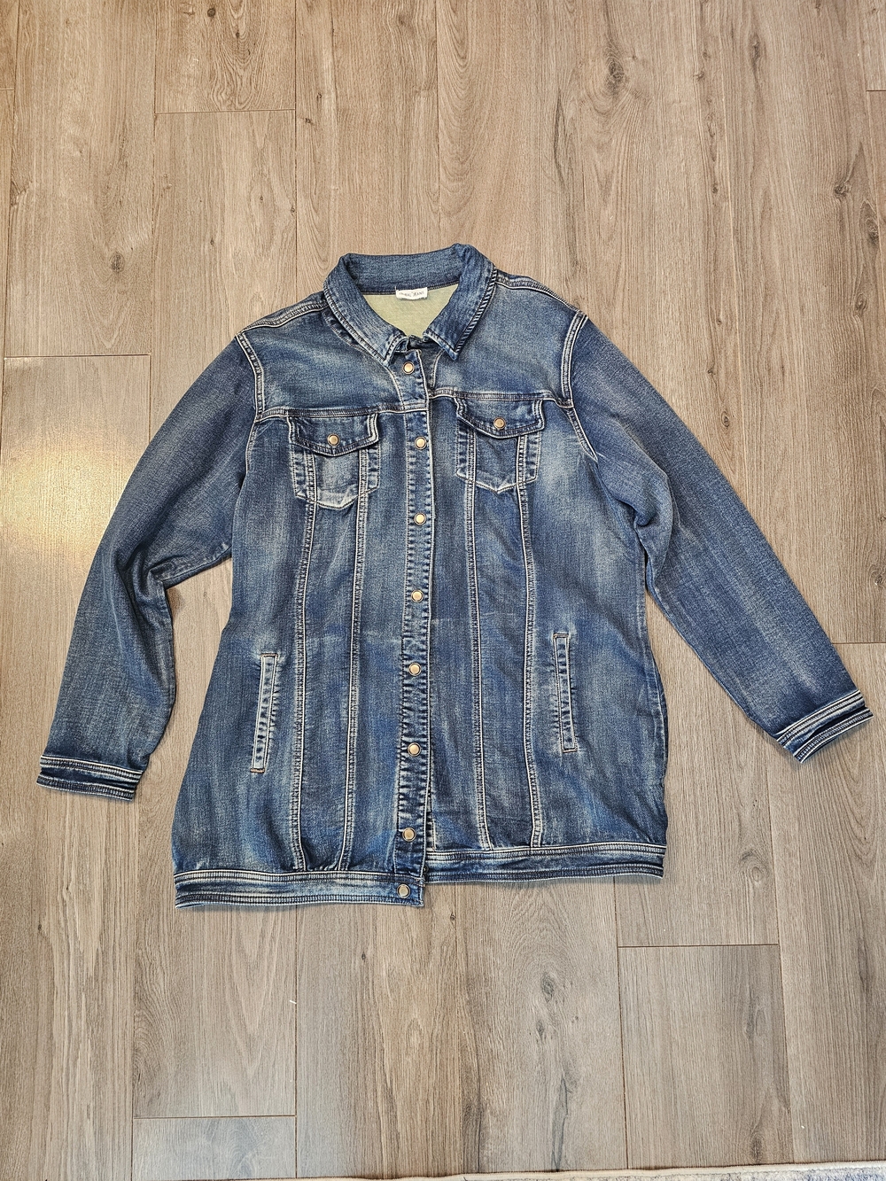 Women's Tribal Long Denim Jacket - Blue